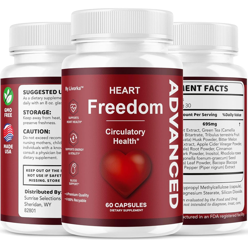 Heart Freedom - Heart Freedom Capsules, Official Pills All Natural Ingredients - Maximum Strength, Premium Advanced Formula Support Health & Wellness, 60 Capsules for 1 Month