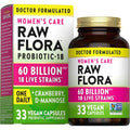 Raw Flora Women'S Probiotics | Dr. Formulated 60 Billion CFU + Prebiotics | Digestive, Vaginal & Urinary Support | 33 Vegan Capsules with Cranberry & D-Mannose | Shelf Stable