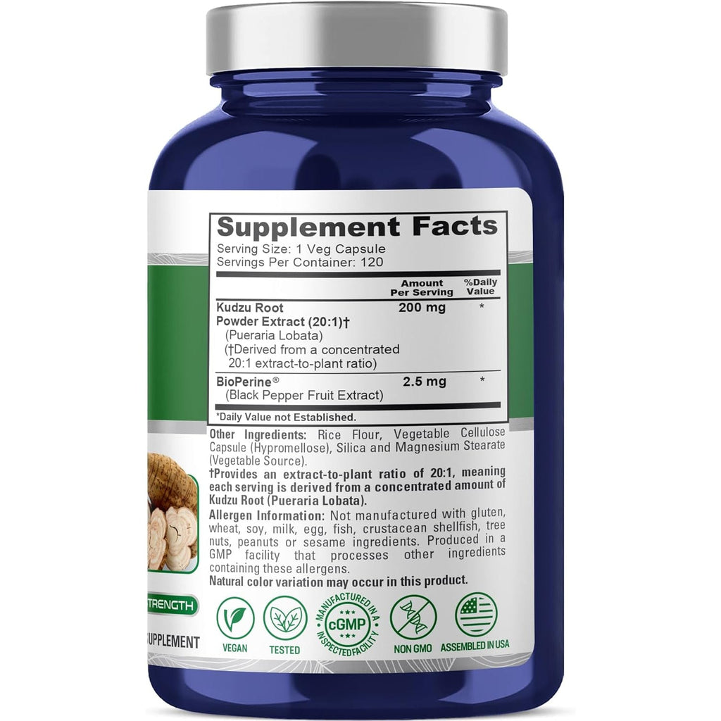 Nusapure Kudzu Root Capsules, 200 Mg, 120 Veg Capsules (Non-Gmo, Vegan)