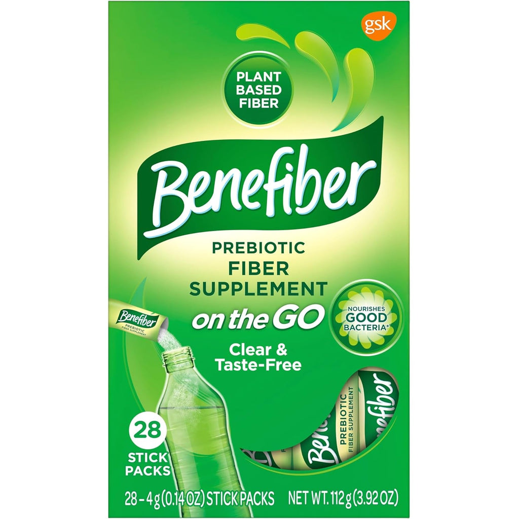 Benefiber on the Go Prebiotic Fiber Supplement Powder for Digestive Health, Daily Fiber, Unflavored - 28 Sticks (3.92 Ounces)