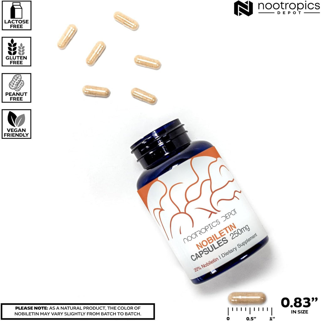Nootropics Depot Nobiletin Capsules | 250Mg | 30 Count | 20% Extract | Citrus Aurantium | May Help Suppot Cognitive & Metabolic Function | May Help Promote Cardiovascular Function