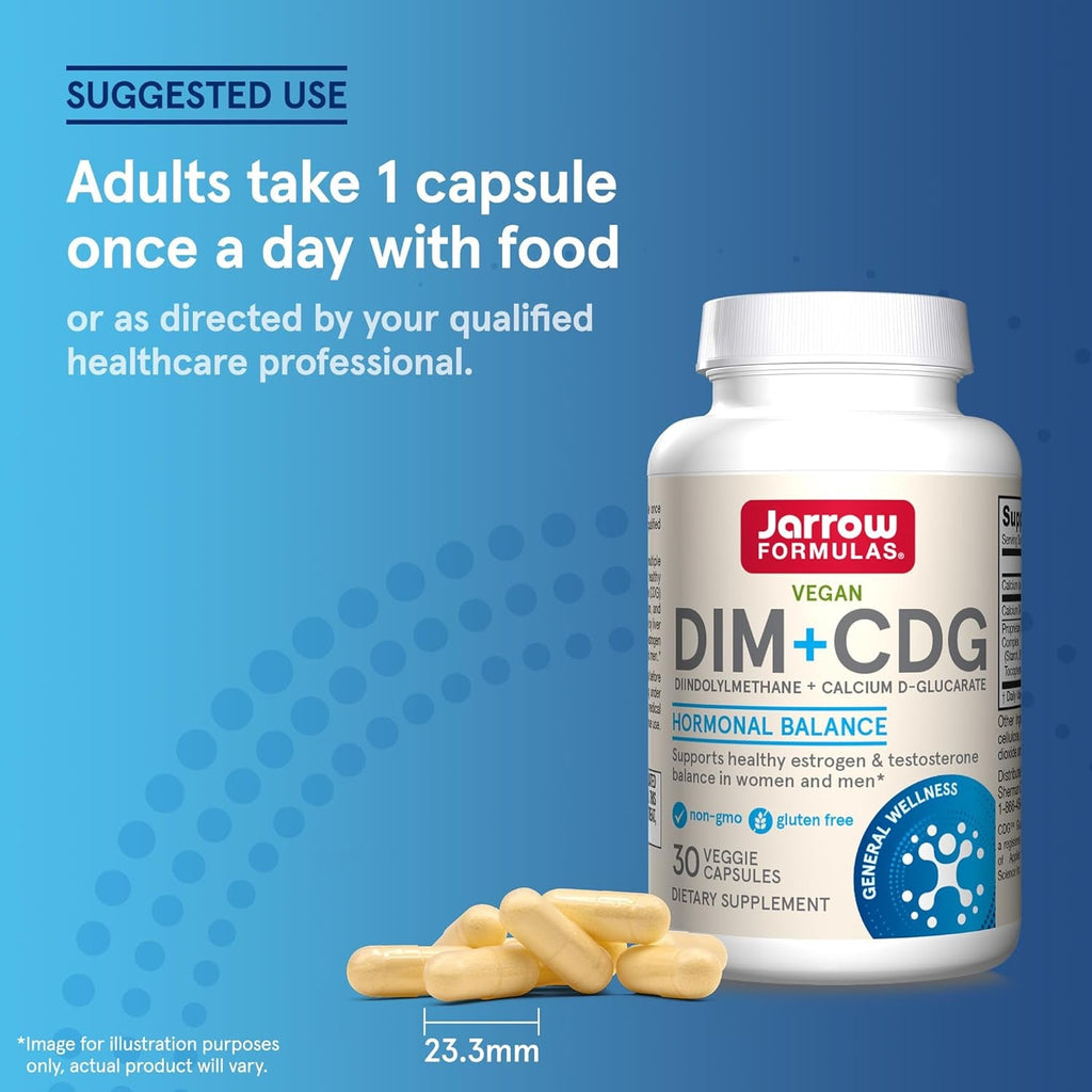 Jarrow Formulas - DIM plus CDG Veggie Capsules - 30 Count - DIM Supplement for Hormone Balance - Non-Gmo, Gluten-Free