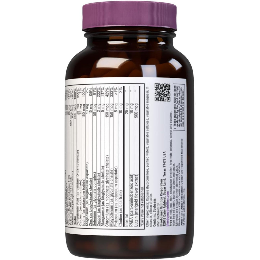 Bluebonnet Nutrition Multi One (Iron Free) Vegetable Capsules, Complete Full Spectrum Multiple, B Vitamins, General Health, Gluten Free, Milk Free, Kosher, 120 Count
