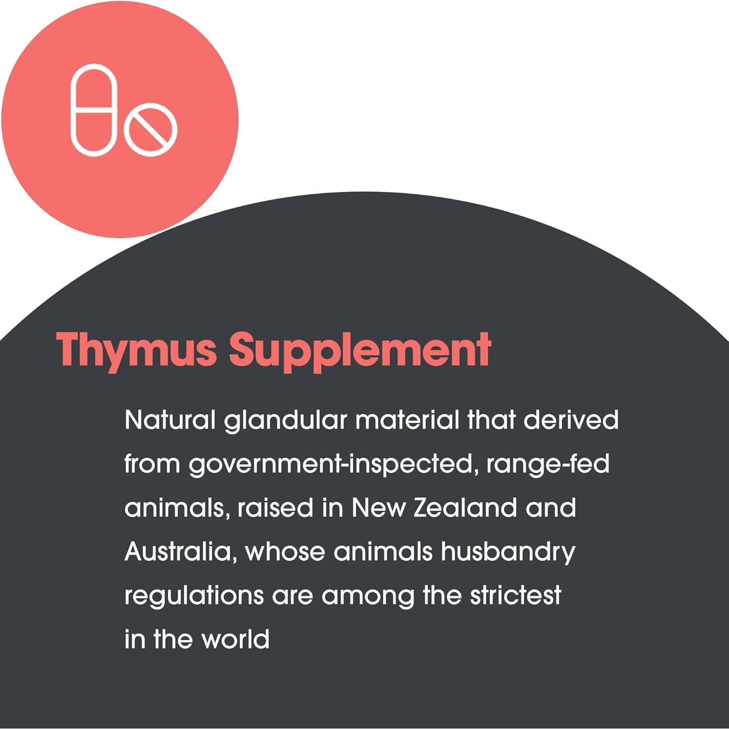 Allergy Research Group Thymus Supplement - Thymus Tissue, Glandular Extract, 1000Mg Raw Thymus Glandular, Ovine, Lyophilized, Hypoallergenic - 75 Count