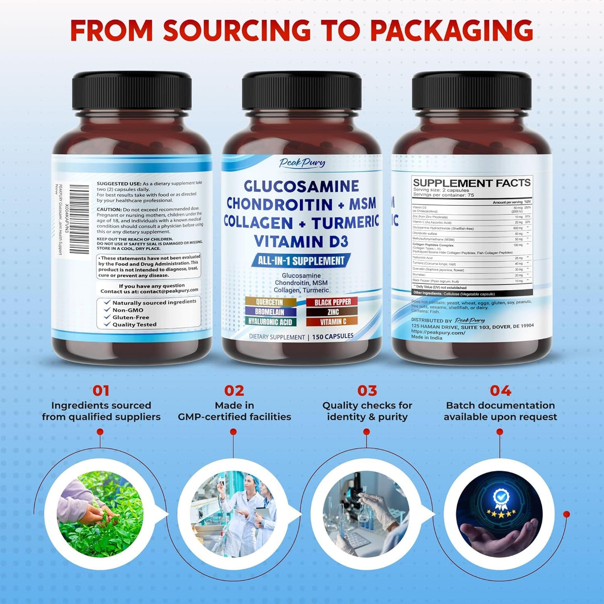 Glucosamine Chondroitin MSM Collagen Turmeric - Joint Health Support