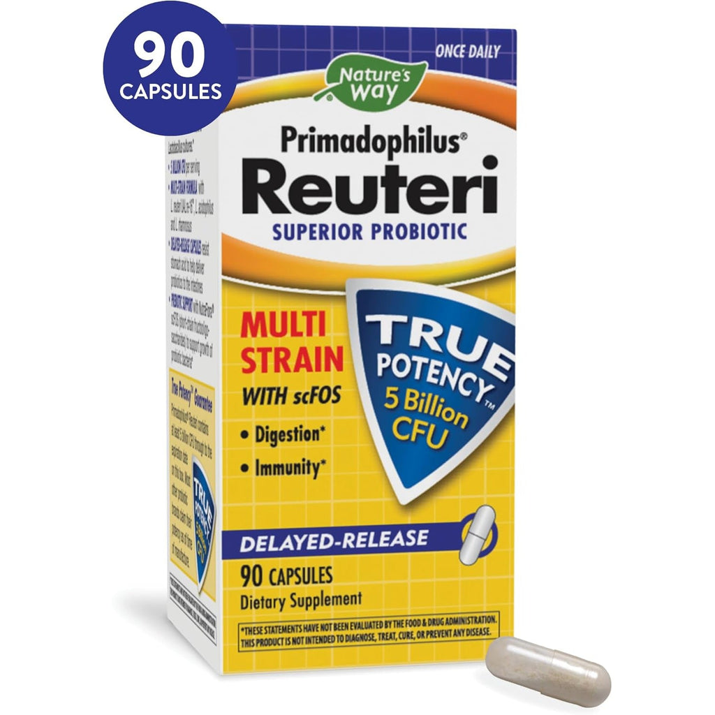 Nature'S Way Primadophilus Reuteri Probiotics, 5 Billion CFU, 90 Capsules