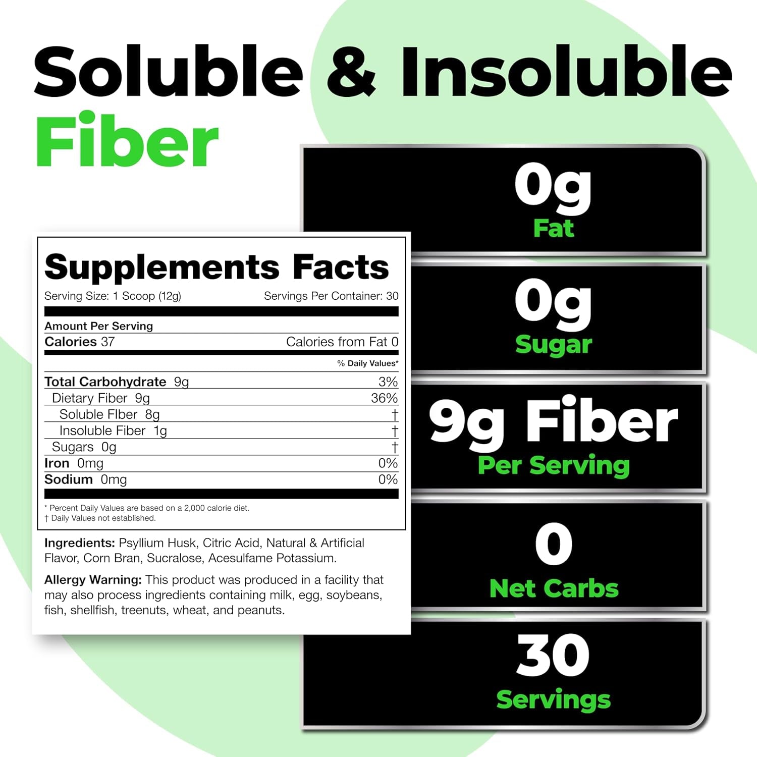 Species Nutrition Fiberlyze Fiber Supplement, Psyllium Based Soluble & Insoluble Fiber Powder for Healthy Colon, Digestive Functions (Fruit Punch, 30 Servings)
