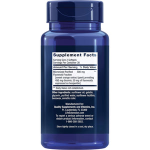 Life Extension Youthful Legs, Blood Flow, Vein Support, Circulation Supplement, Leg Health, Orange Peel Extract, Diosmin, Gluten Free, Non-Gmo, 60 Softgels