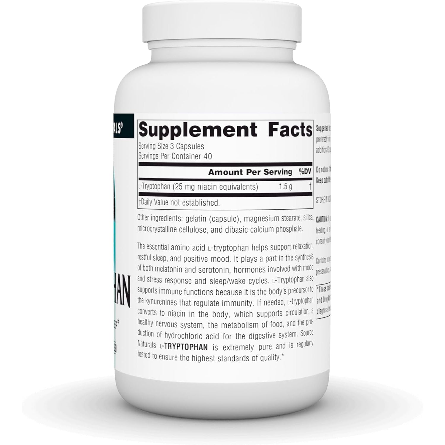 Source Naturals L-Tryptophan, for Mood, Relaxation, and Sleep*, 500Mg - 120 Capsules