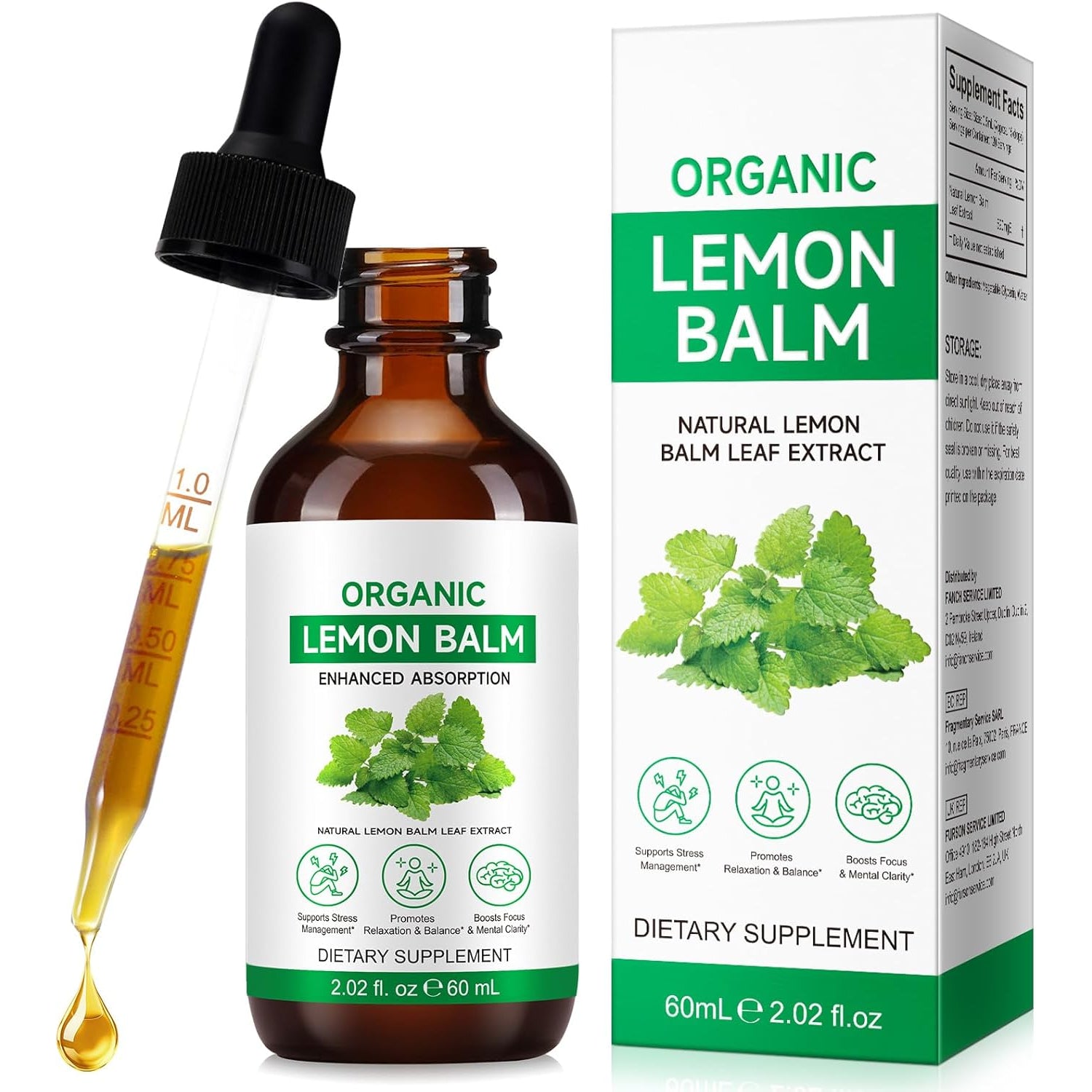 Lemon Balm Extract-Alcohol-Free, Natural Organic Lemon Balm Tincture Liquid for Women & Men, Helps to Relax, 590Mg- 2.02 Fl.Oz