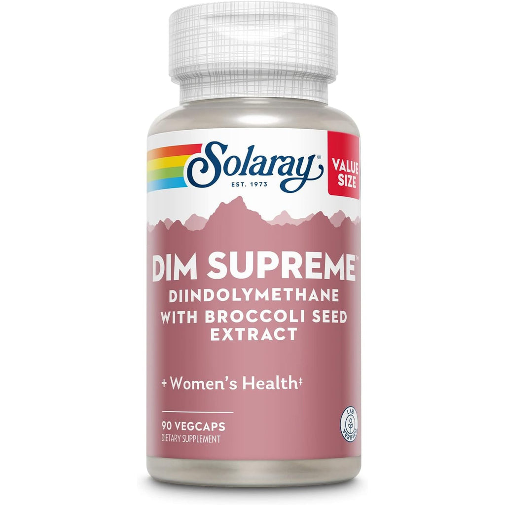 SOLARAY DIM Supreme - DIM Supplement 100Mg - Diindolylmethane DIM Complex with Broccoli Seed Extract and Bioflavonoids - Women'S Health and Balance Support - 60-Day Guarantee - 90 Servings, 90 Vegcaps