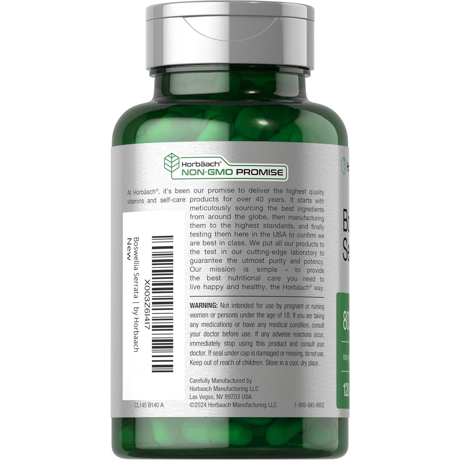 Horbäach Boswellia Serrata Extract Capsules | 120 Count | Herbal Supplement | Non GMO, Gluten Free