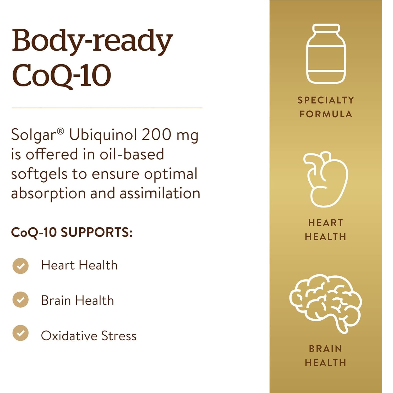 Solgar Ubiquinol 100 Mg, 50 Softgels - Advanced Antioxidant Support - Reduced Coenzyme Q10 (Coq-10) - Gluten Free, Dairy Free - 50 Servings