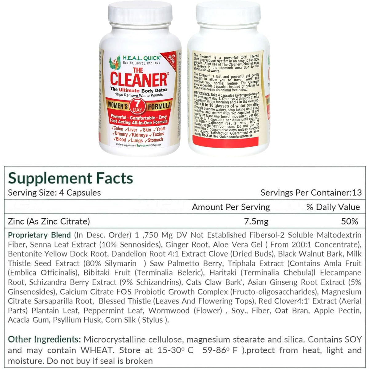 Century Systems the Cleaner Detox, Powerful 7-Day Complete Internal Cleansing Formula for Women, Support Digestive Health, 52 Vegetarian Capsules