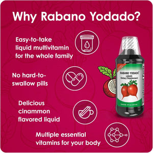 Ionized Radish Dietary Liquid Supplement with Iodine, Vitamin B1, B6 & B12, Wellness & Digestive Support, Helps Maintain Natural Energy & Nutrient Balance, 8 Fl Oz, Pack of 1