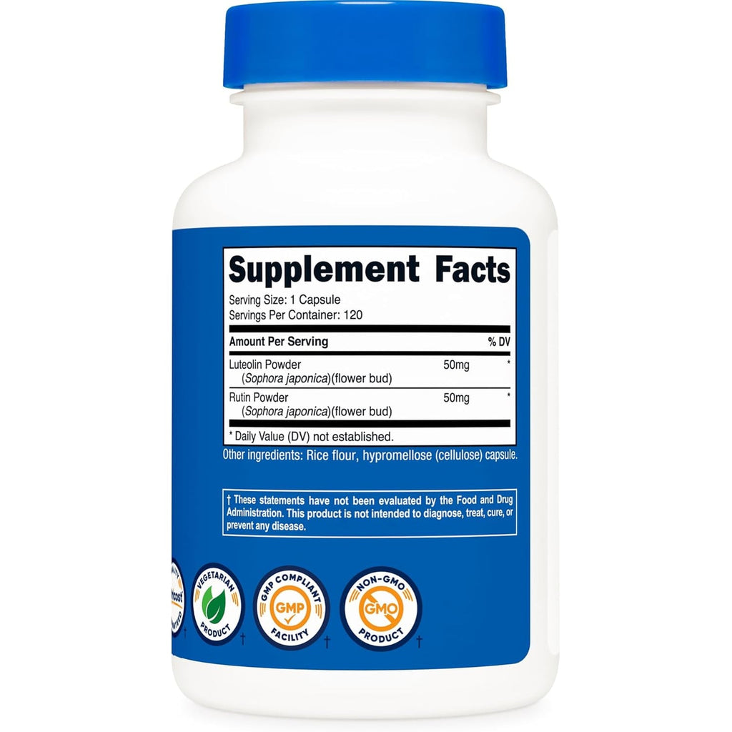 Nutricost Luteolin with Rutin Complex 100Mg (50Mg Luteolin, 50Mg Rutin) 120 Capsules - Vegetarian, Non-Gmo, Gluten Free