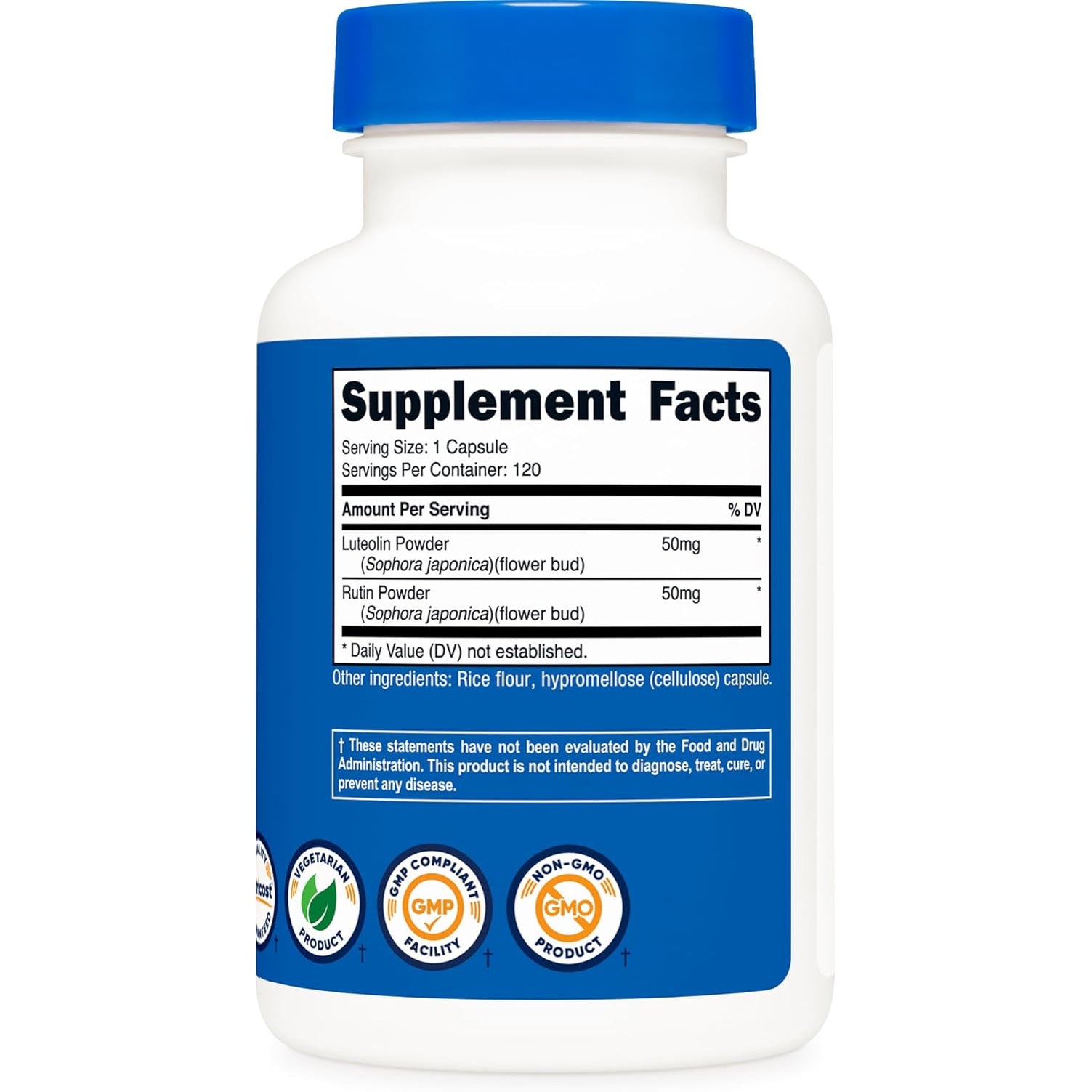 Nutricost Luteolin with Rutin Complex 100Mg (50Mg Luteolin, 50Mg Rutin) 120 Capsules - Vegetarian, Non-Gmo, Gluten Free