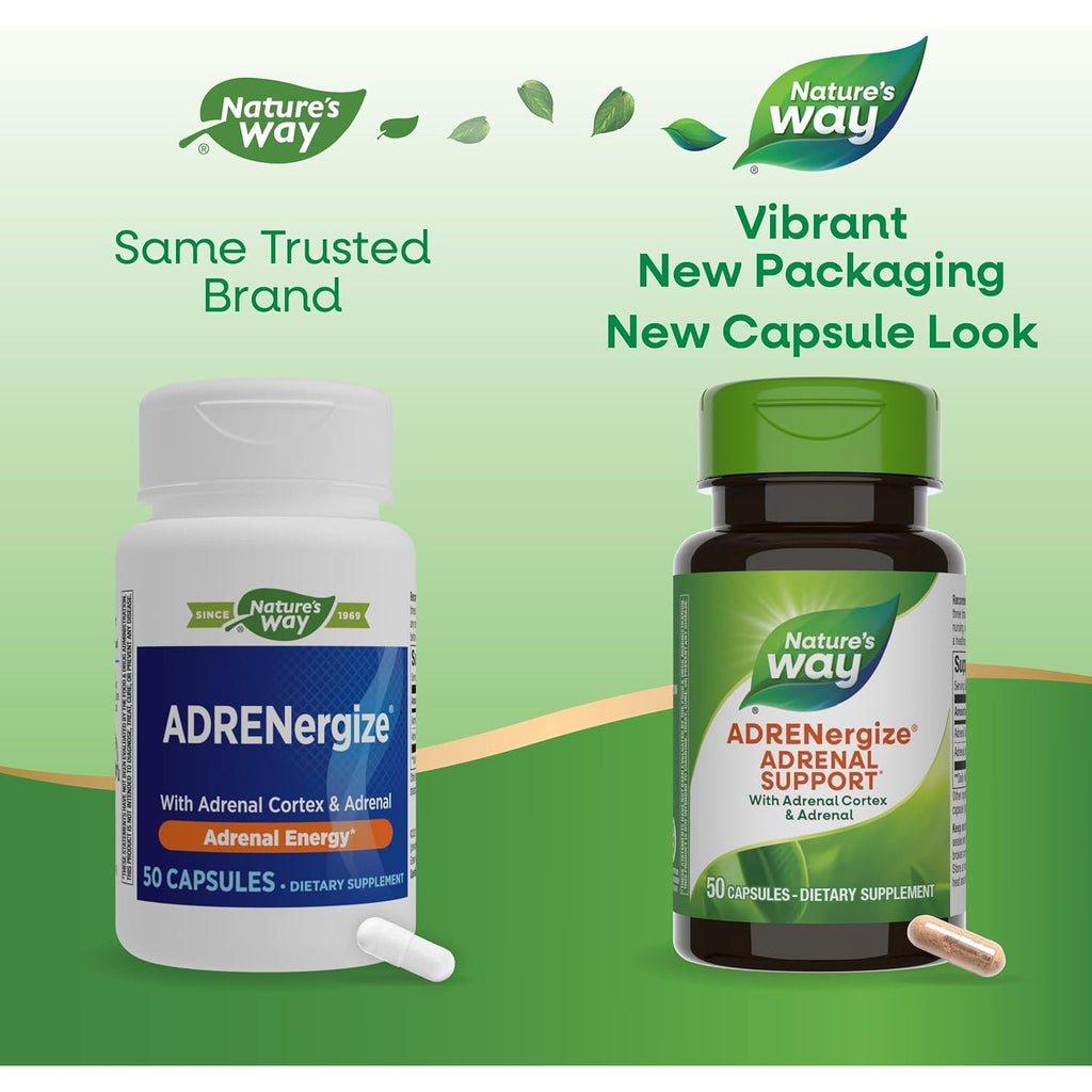 Nature'S Way Adrenergize, Adrenal Support*, No Gluten, 50 Capsules (Packaging May Vary)