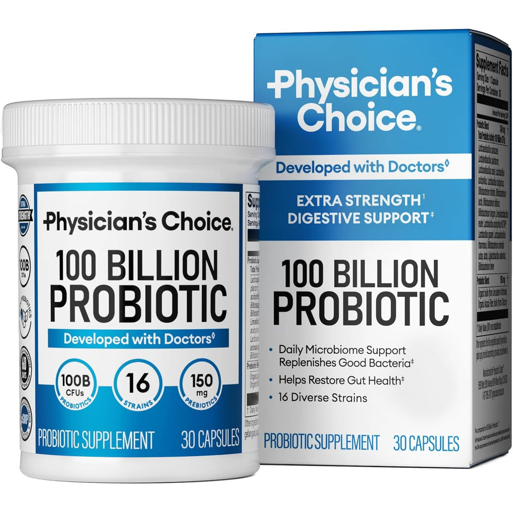 Physician'S CHOICE 100 Billion Advanced Probiotic - 16 Strains + Organic Prebiotics - Digestive & Gut Health - Supports Occasional Constipation, Diarrhea, Gas & Bloating - Probiotics for Women & Men