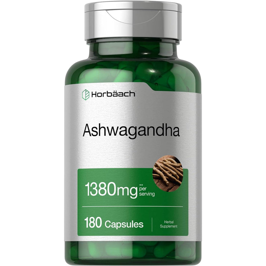 Horbäach Ashwagandha Root Supplement | 180 Capsules | for Women and Men | Herbal Extract | Non-Gmo, Gluten Free