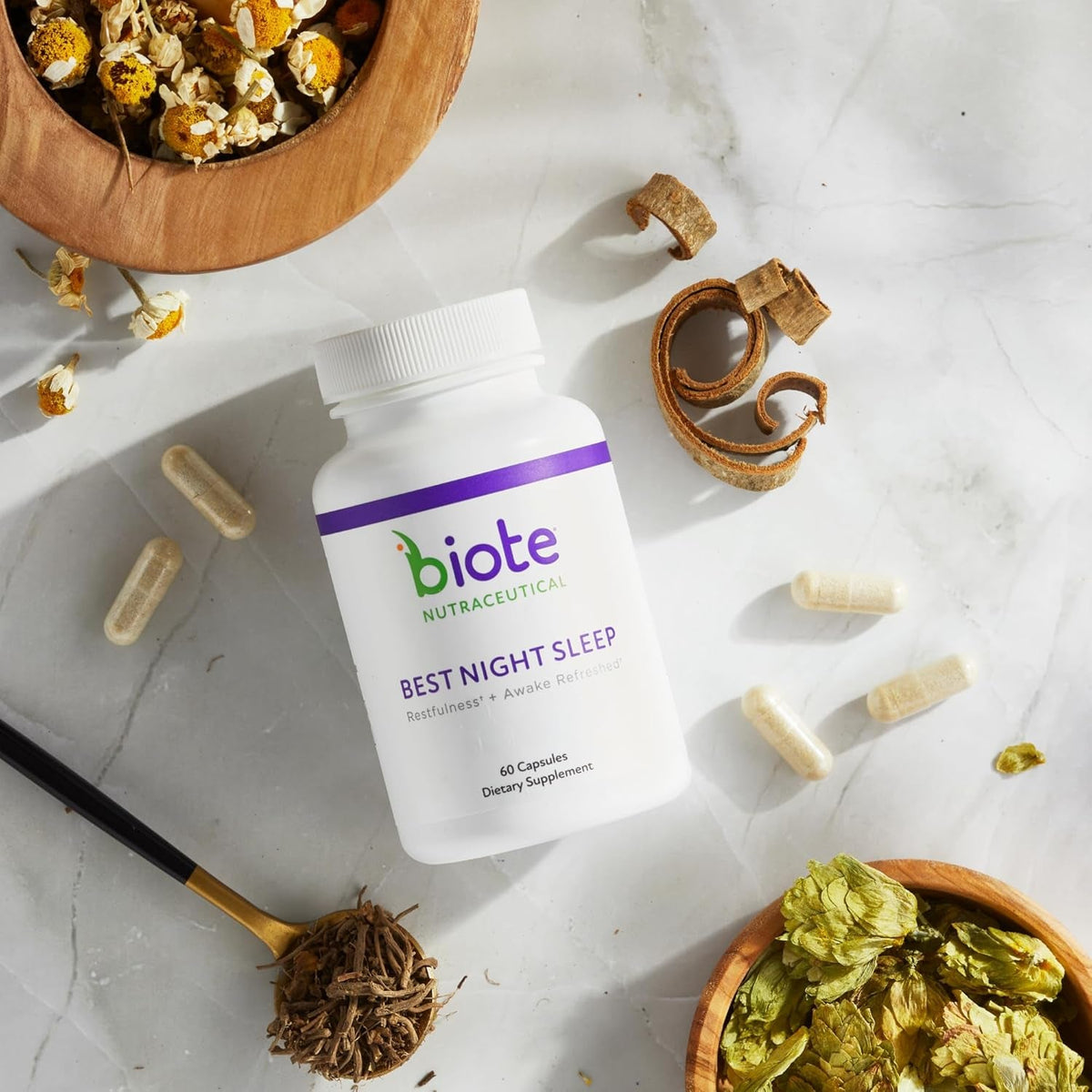 Biote Nutraceuticals - Best Night'S Sleep - Restfulness + Awake Refreshed (60 Capsules)