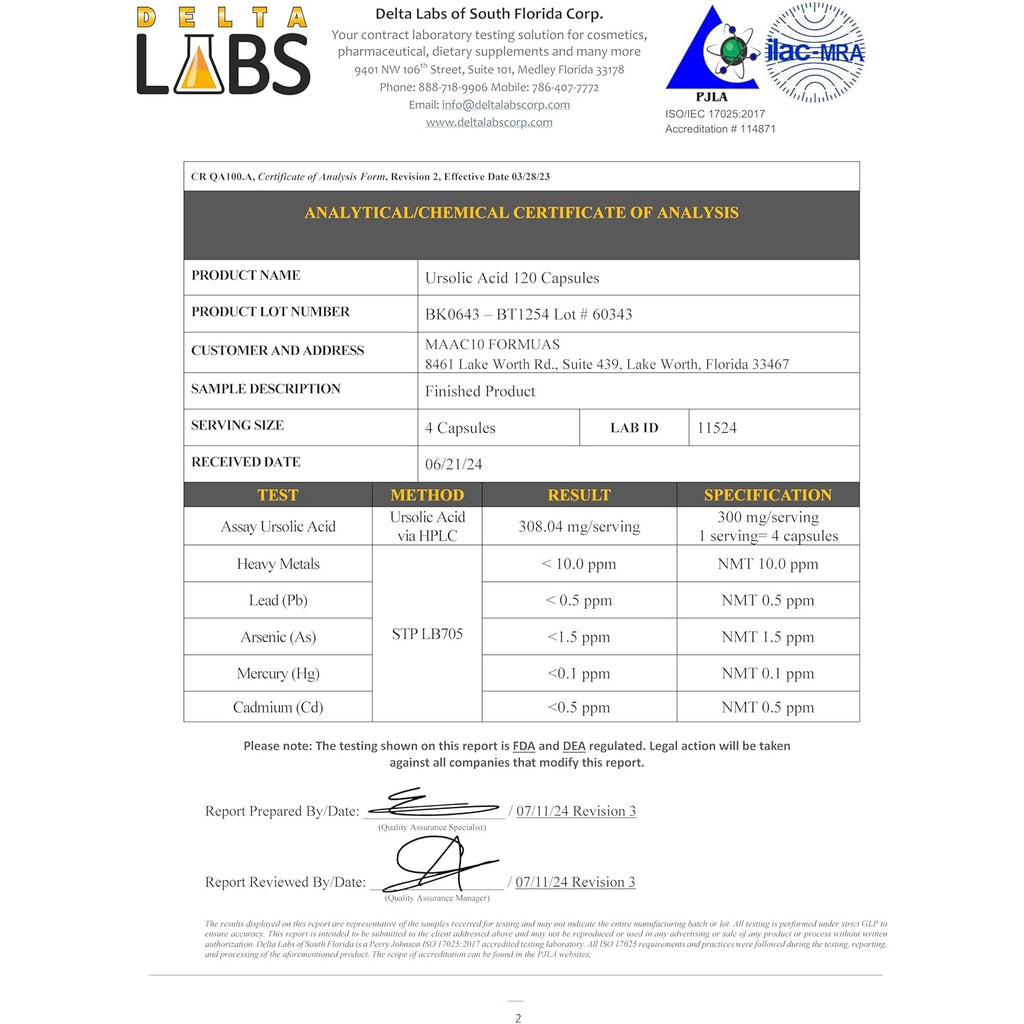 MAAC10 Ursolic Acid 300Mg - Sourced from Rosemary Extract, AMPK & Sirtuin Activator - Third-Party Lab Tested