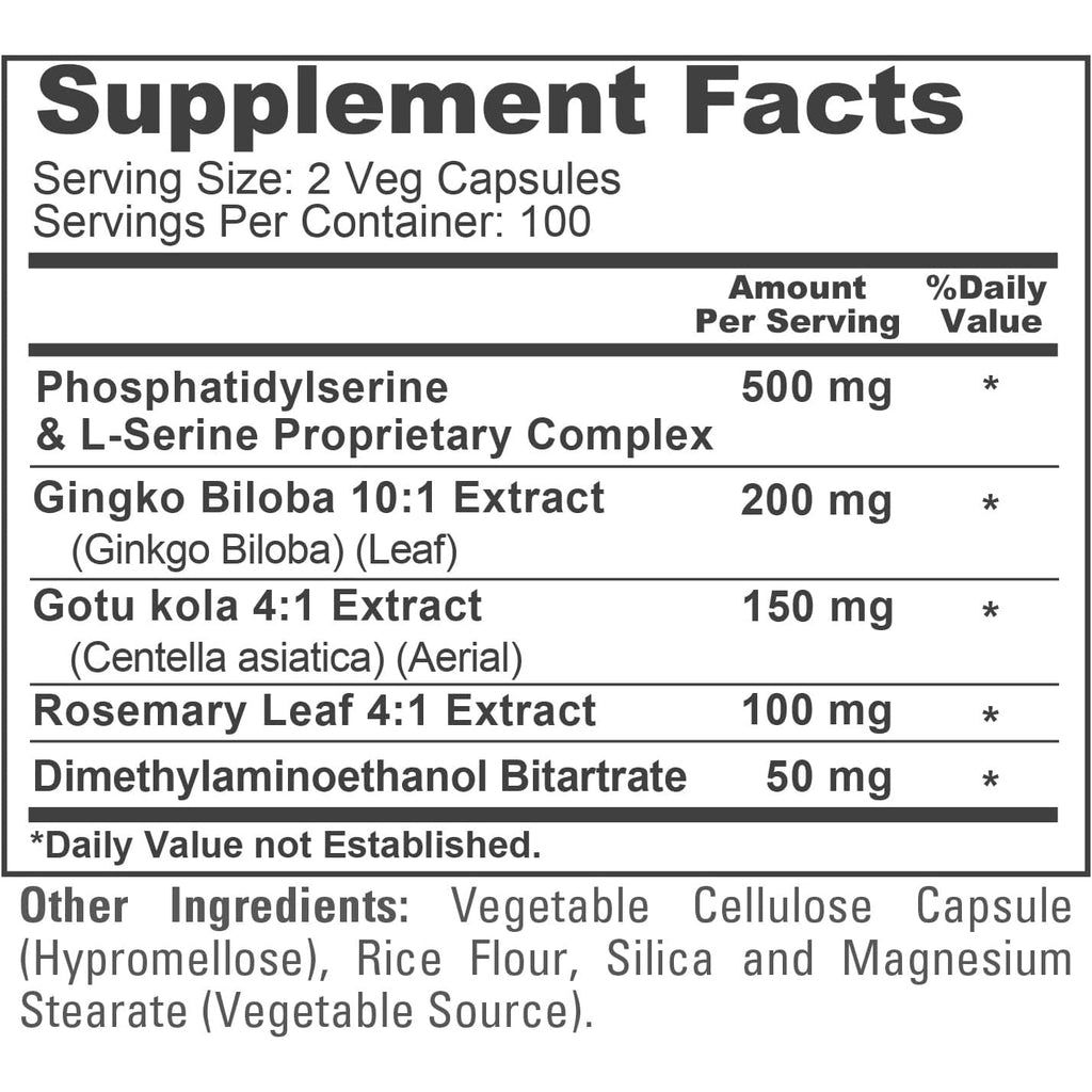 Nusapure Phosphatidylserine Memory Ultimate Complex 1000Mg 200 Vegetarian Caps (Vegan, Non-Gmo)