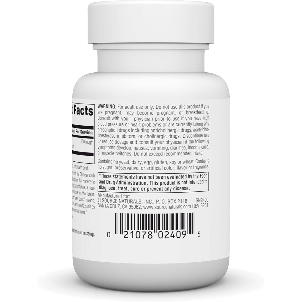 Source Naturals Huperzine a for Learning & Memory* - 100 Mcg, 60 Tablets