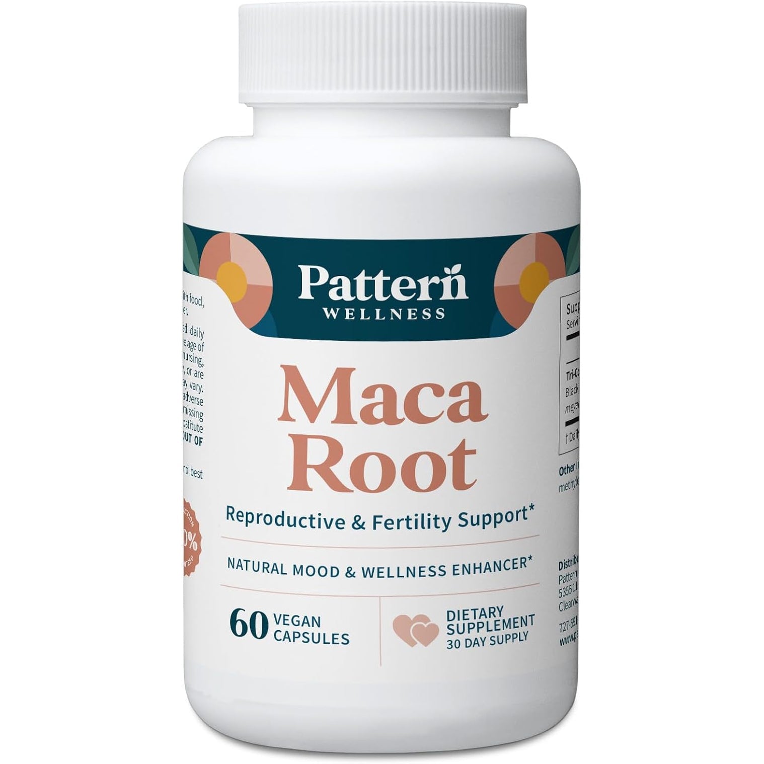 Pattern Wellness Maca Root Extract 20:1-500Mg per Serving – for Men & Women – Tri-Color Black/Red/Yellow Blend – 60 Vegan, Non-Gmo Capsules