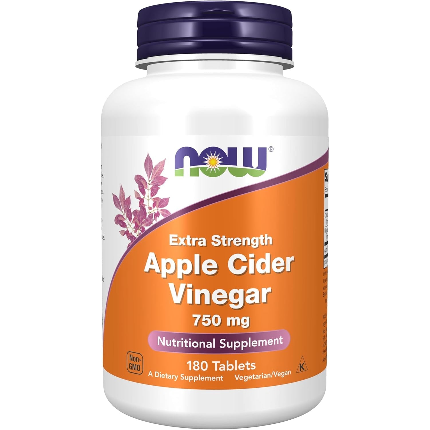 NOW Foods Supplements, Apple Cider Vinegar 750 Mg, from Fermentation of Sweet Apple Cider, Extra Strength, 180 Tablets