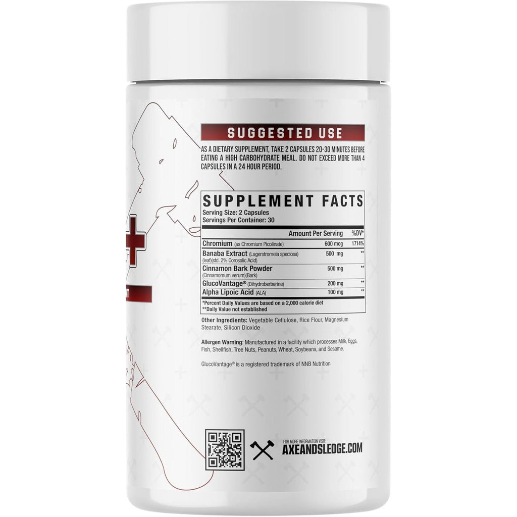 Axe & Sledge GDA+ Glucose Disposal Agent | Supports Nutrient Absorption, Stable Blood Glucose, and Muscle Glycogen Replenishment | 30 Servings