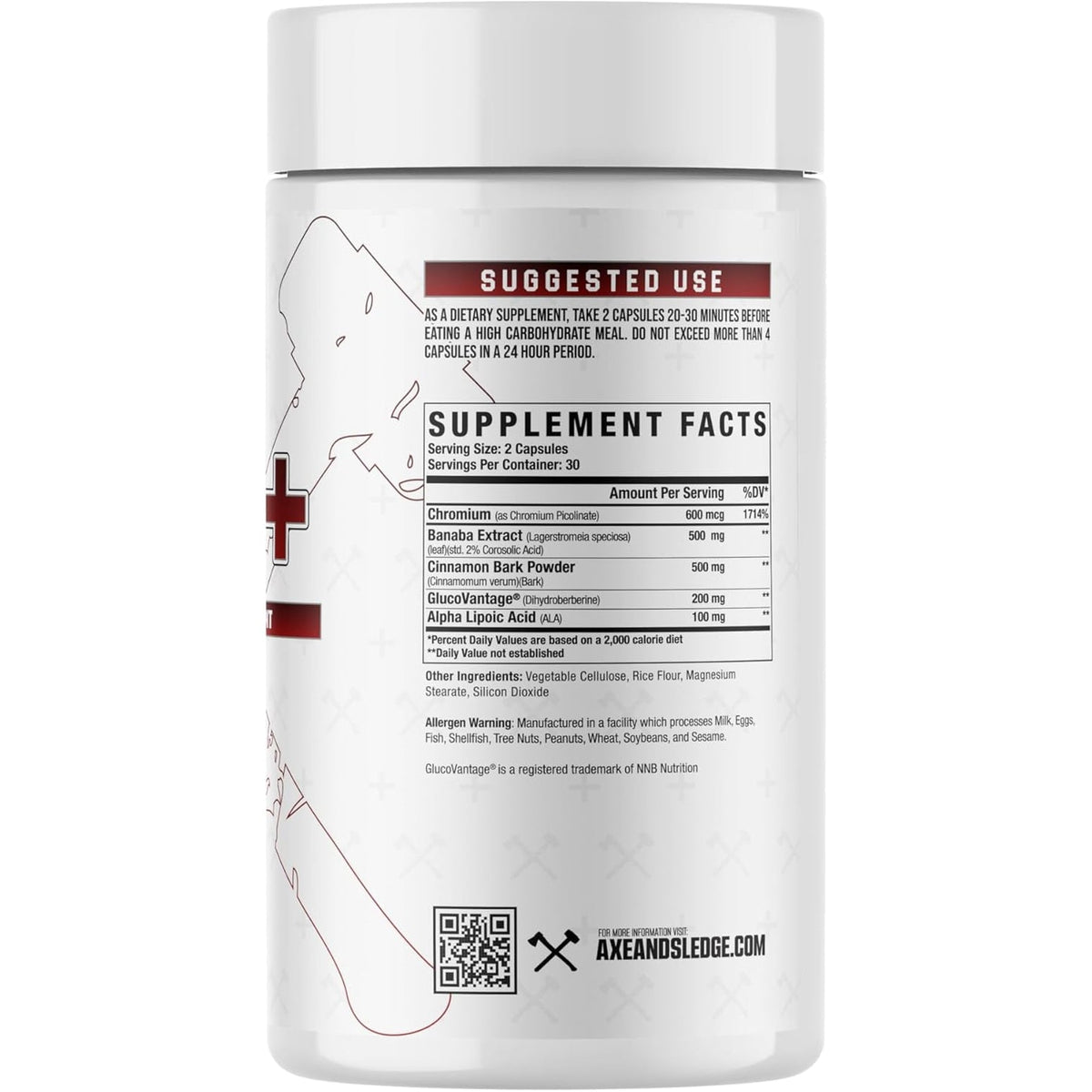 Axe & Sledge GDA+ Glucose Disposal Agent | Supports Nutrient Absorption, Stable Blood Glucose, and Muscle Glycogen Replenishment | 30 Servings