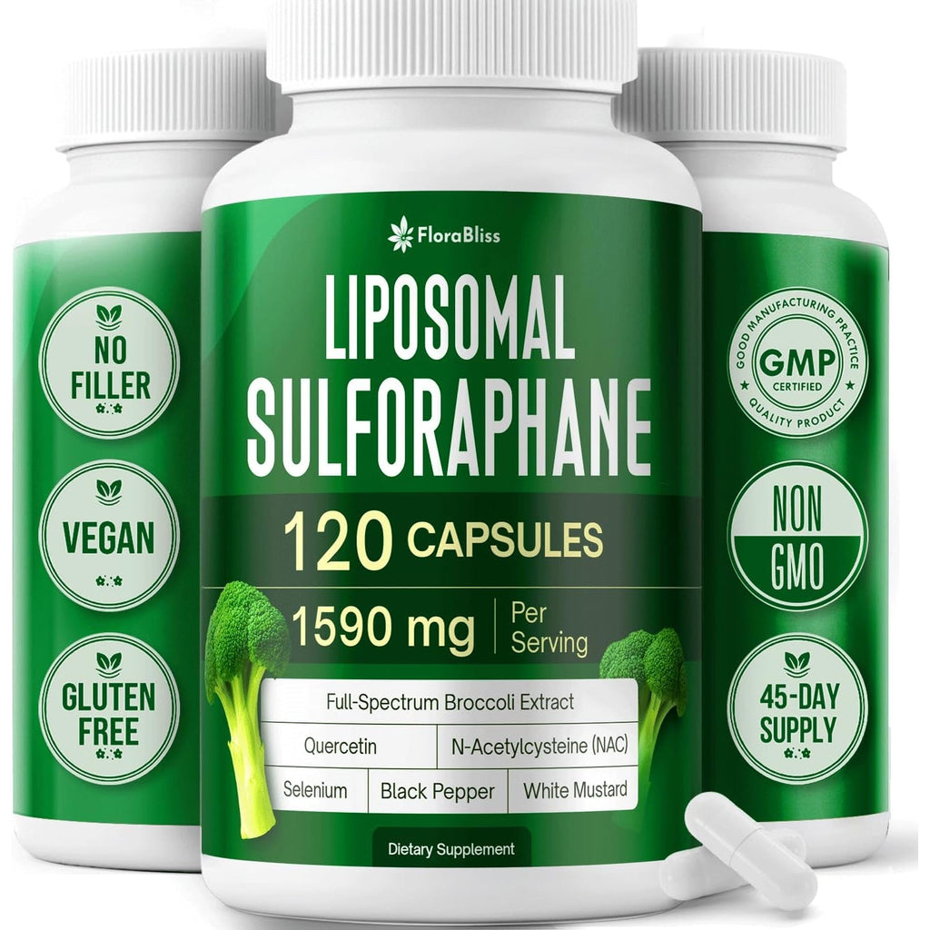 Florabliss 120 Liposomal Sulforaphane Supplement+ 1000Mg Capsules - Broccoli Extract | with Quercetin, Selenium & NAC - High Potency Non-Gmo - Vegan - Non GMO