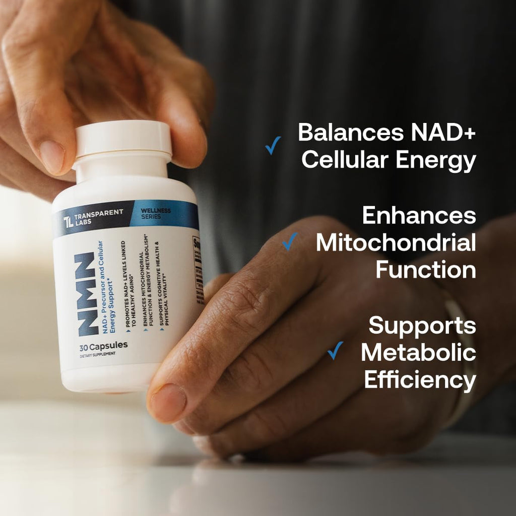 Transparent Labs NMN Supplement for NAD+ Levels - NAD Supplement with 600 Mg Nicotinamide Mononucleotide to Support Healthy Aging, Cellular Energy Production, & Metabolic Balance - 30 Count