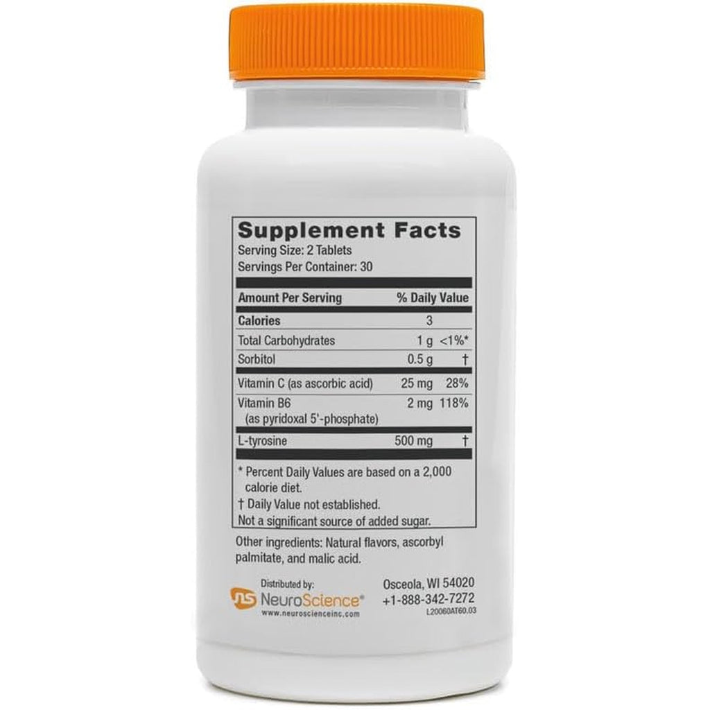 Neuroscience Attentrex - Chewable Brain Supplements for Memory and Focus for Adults & Kids - Supports Dopamine, Epinephrine & Norepinephrine for Natural Energy, Attention & Cognitive Clarity (60 Ct)