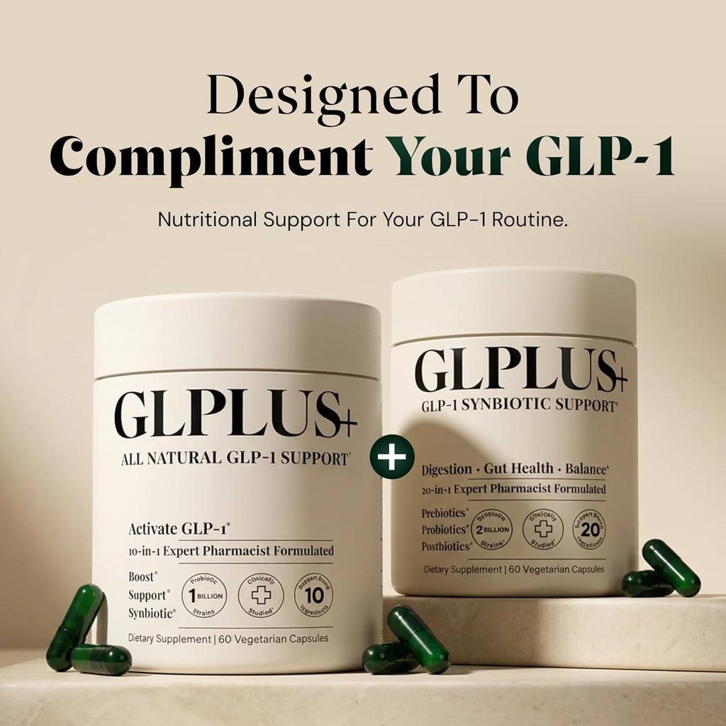 GLP-1 Support Supplement for Nausea, Bloating & Gut Health – Synbiotic Pre, Pro & Postbiotic for Women & Men, GLP-1 Users – Pharmacist Formulated, 20-In-1 (60 Capsules)