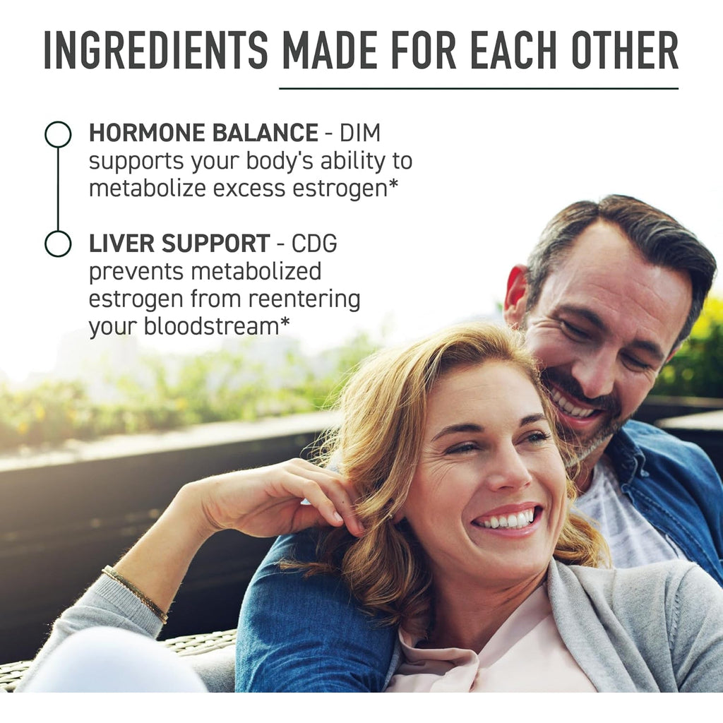 Calcium D-Glucarate with DIM Supplement for Estrogen Detox & Hormone Balance for Women & Men | Detox & Cleanse, Hormonal Acne, Menopause & CDG for Liver Support | Non-Gmo, Third-Party Tested | 30Ct
