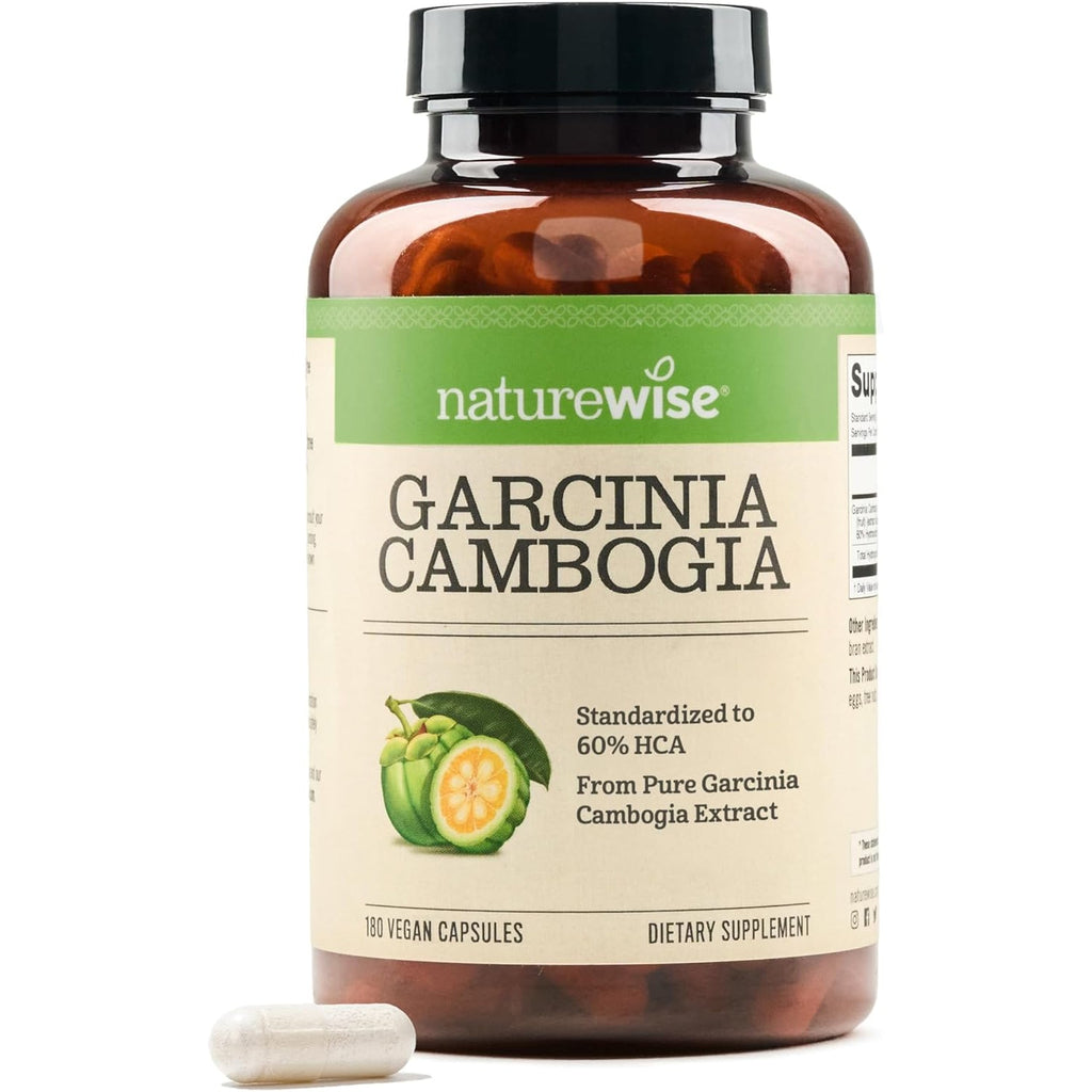 Naturewise Garcinia Cambogia - 60% HCA Concentration Extract, Natural Support for Weight Goals and Energy Levels - Vegan, Non-Gmo, Gluten Free - 180 Capsules[2-6 Month Supply]