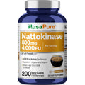 Nusapure Nattokinase 4000 FU 800Mg, 200 Veggie Capsules (Vegan, Non-Gmo)