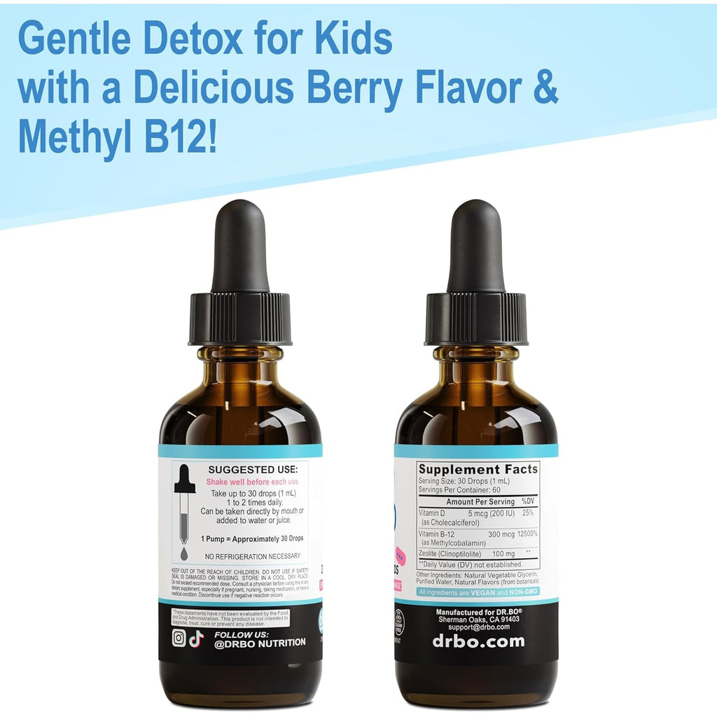 Zeolite Detox for Kids Lingo Drops - Natural Lingo Zeolite Drops for Kids Methylated B12 & D3 Advanced Clinoptilolite - Pure Extra Clinoptilolite Leap Liquid Detox Body Cleanse Supplement Ages 3+, 2Oz