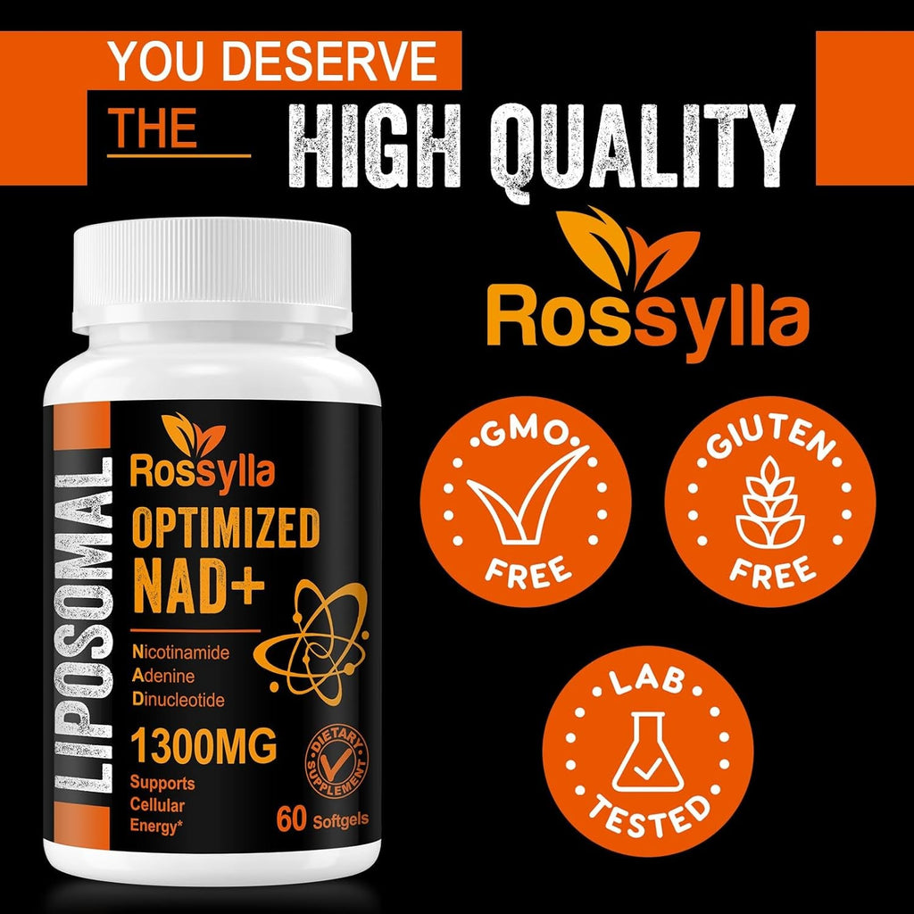 Liposomal NAD+ Supplement, 1300 Mg per Serving, NAD plus Supplement with Liposomal Delivery, Supports Cellular Energy and Healthy Aging, 120 Softgels
