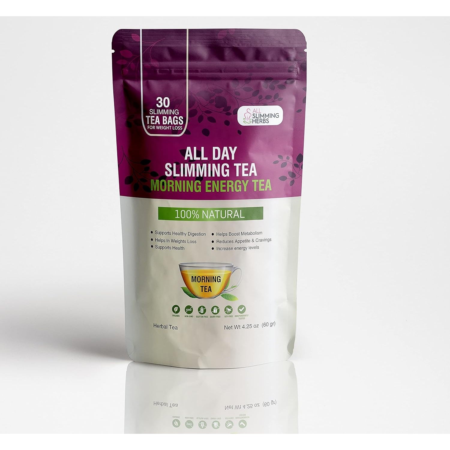 ALL SLIMMING HERBS All Day Slimming Tea for Weight Loss - All Natural 30 Days Detox Teas That Flattens Tummy - Daytime Energy Boost Tea 30 Bags + Evening Detox Tea 30 Bags