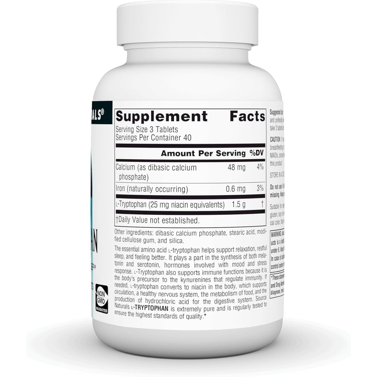 Source Naturals L-Tryptophan, for Mood, Relaxation, and Sleep*, 500Mg - 120 Tablets