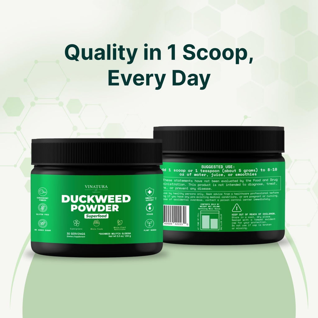 VINATURA Duckweed Powder - Duckweed Supplement, Superfood Digestive Health, Fiber-Superfood Powder of Wolffia Globosa