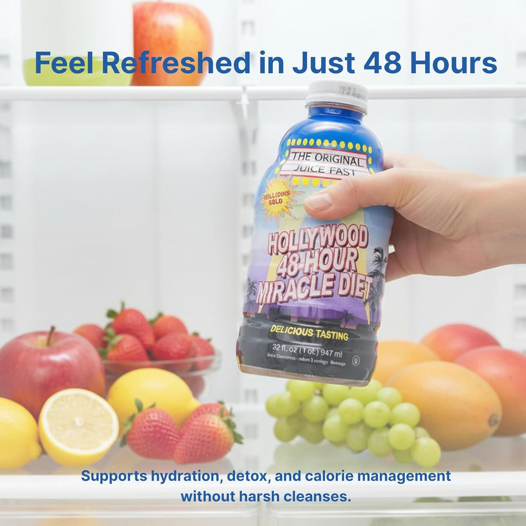 Hollywood Diet 48 Hour Juice Cleanse Drink 2 Pack, Vitamin-B Infused Detox Cleanse for Body Reset, Hydration, and Energy | Ideal for Intermittent Fasting, Bloating Support, Event Prep, 32 Oz