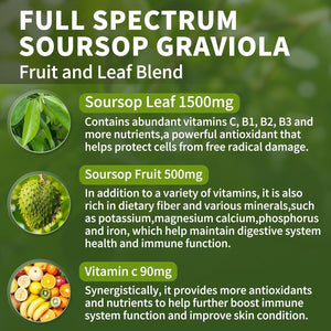Soursop Graviola Liquid Drops 2000Mg, Organic Soursop Extract - 98% Absorption Soursop Bitters Liquid for Cell Support & Regeneration and Immune Boost, Sugar/Gluten Free, Natural Flavor, 2 Fl Oz