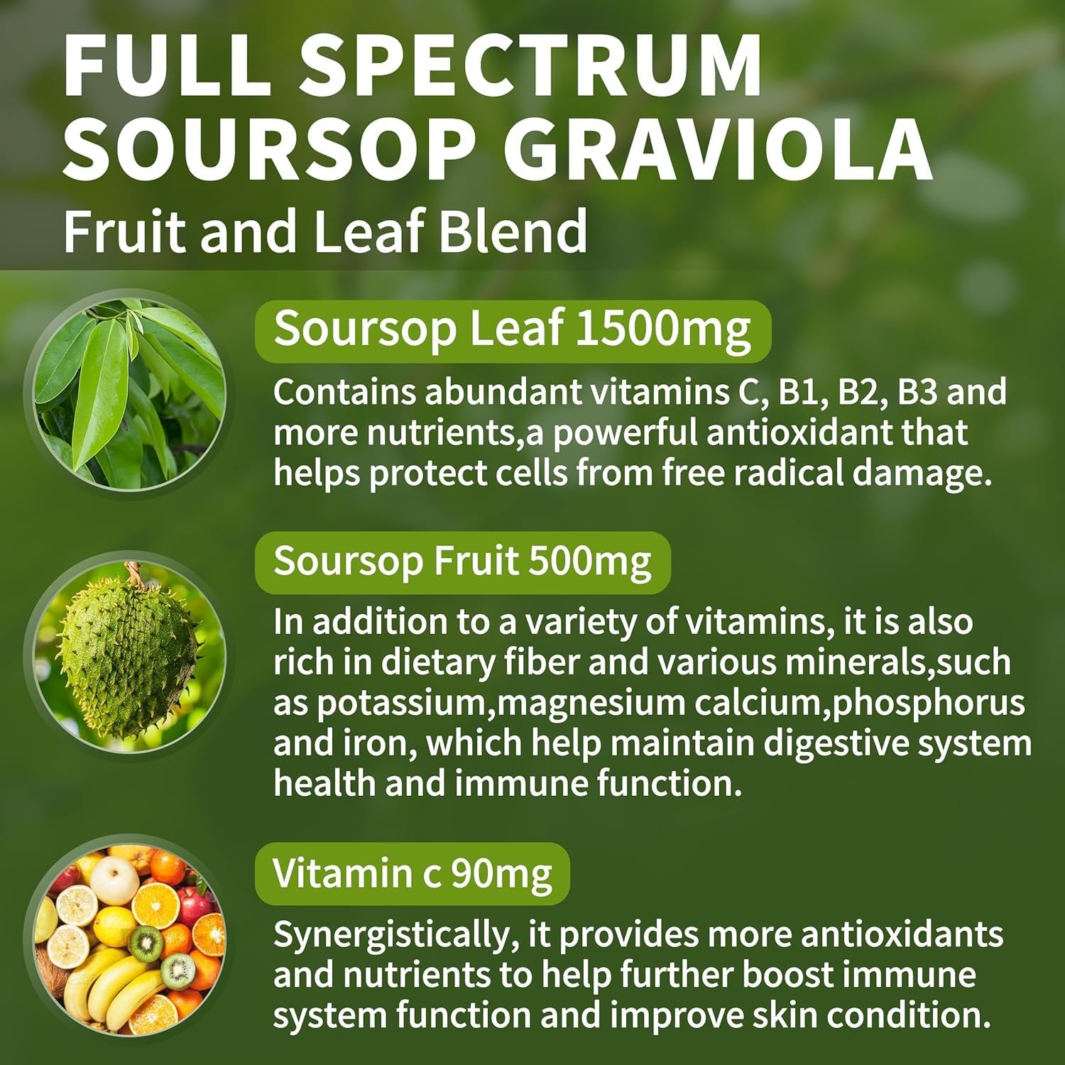 Soursop Graviola Liquid Drops 2000Mg, Organic Soursop Extract - 98% Absorption Soursop Bitters Liquid for Cell Support & Regeneration and Immune Boost, Sugar/Gluten Free, Natural Flavor, 2 Fl Oz