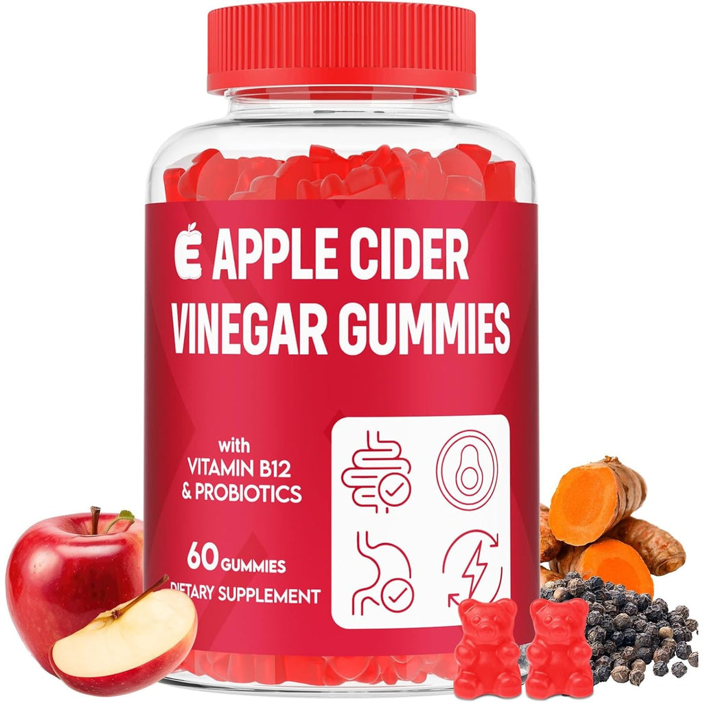 Apple Cider Vinegar Gummies 2000Mg, Keto ACV Gummies with Probiotics, Keto Support & B12, Apple Cider Vinegar with Mother for Digestion, Metabolism, Detox & Cleanse - Vegan, Low Sugar, 60 Counts