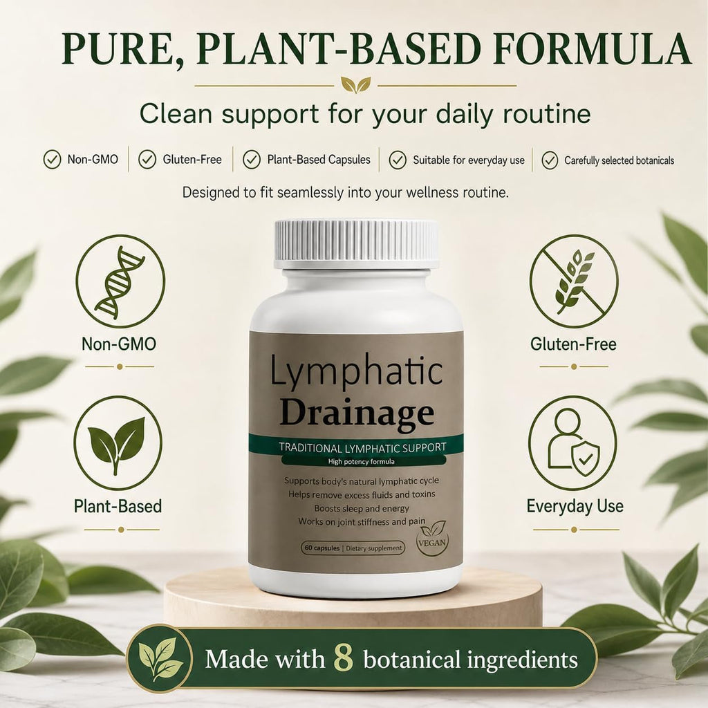 Lymphatic Drainage Capsules - New Maximum Potency Formula with Dandelion Extract, Cleavers Extract, Natural Ingredients, Vegan & Non-Gmo, 60 Capsules (1)