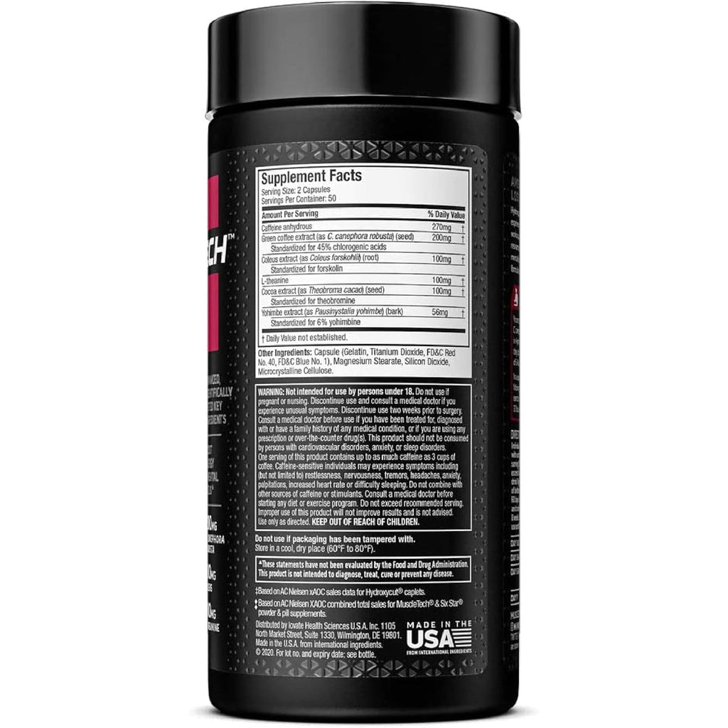 Hydroxycut Hardcore Elite - Energy & Metabolism Support for Men & Women - 270 Mg Caffeine Anhydrous & 200 Mg Green Coffee Extract - Rapid Release Capsules - 100 Count